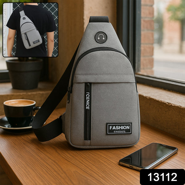 Waterproof Anti Theft Cross-body fanny pack waist bag, Shoulder Bags Chest Men Casual fashion USB Charging earphone hook Sling Travel Bag (1 Pc)