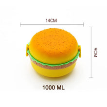 Burger Shape Lunch Box – Double Layer 1000ml Food Container with 2 Spoons for Kids