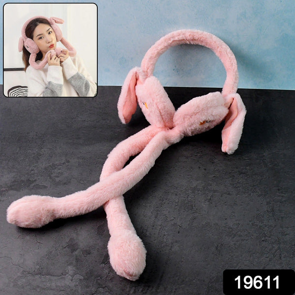 Plush Rabbit Ear Moving Earmuffs for Winter