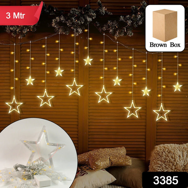 12 Stars LED Curtain String Lights with 8 Flashing Modes for Home Decoration, Diwali & Wedding LED Christmas Light Indoor and Outdoor Light ,Festival Decoration  (Warm White / With Box)