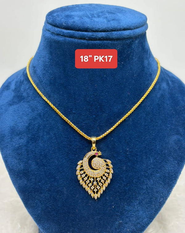 Premium quality one gram gold 18 inch chain with Peacock pendent