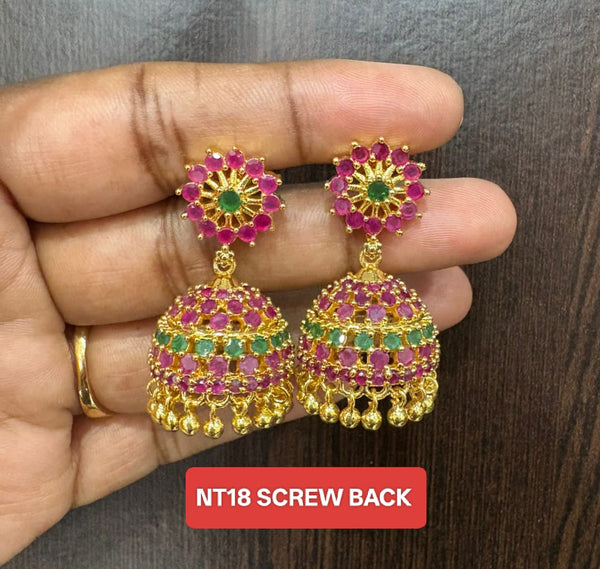 Premium quality  One gram gold stone work Jumka