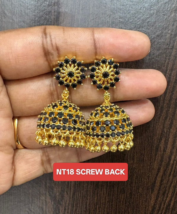 Premium quality  One gram gold stone work Jumka