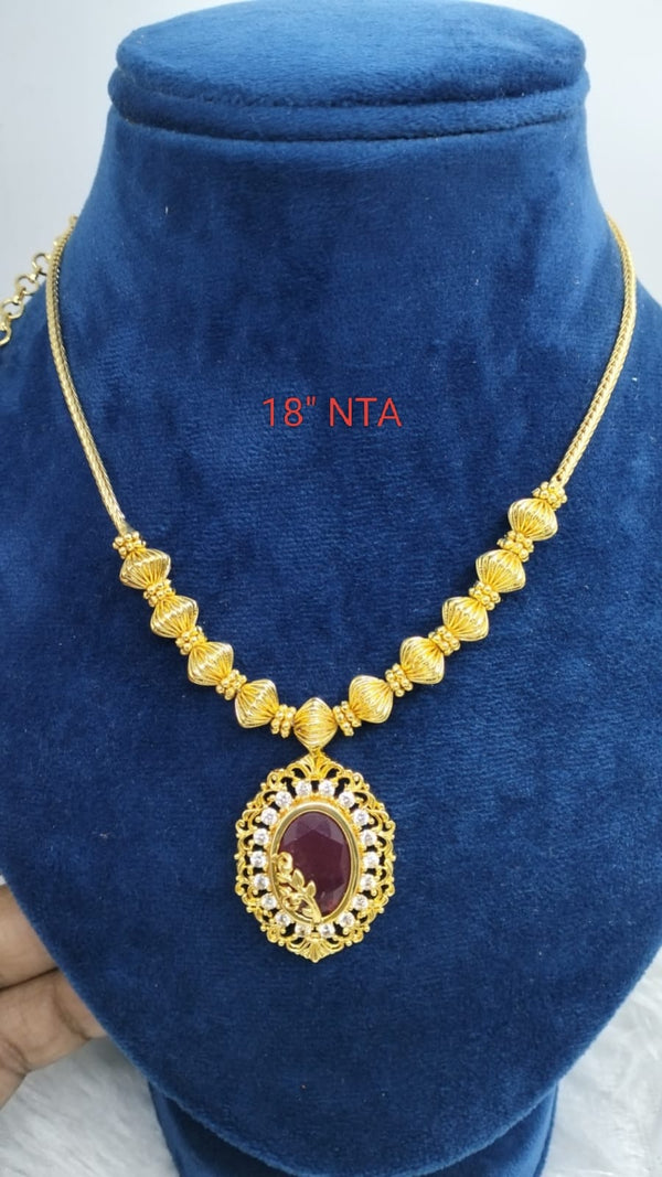 Premium quality  one gram gold 18” beautiful stone necklace