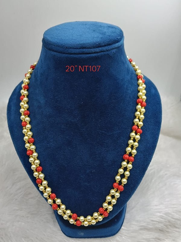 Premium quality One gram gold 20 inch double line coral pearl chain