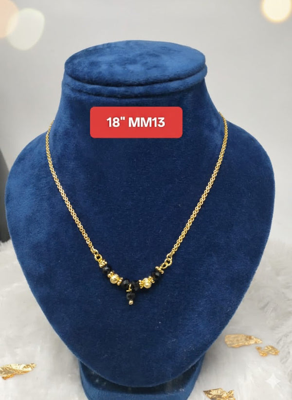 Premium quality One gram gold 18 inch short chain with black beads